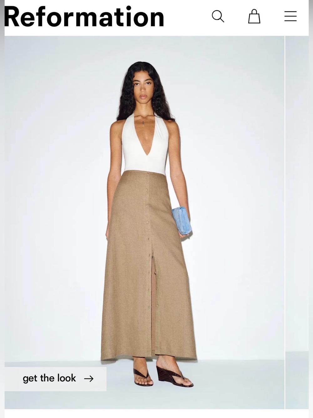 Reformation Andi Linen Maxi Skirt - Dark Oatmeal - NWT